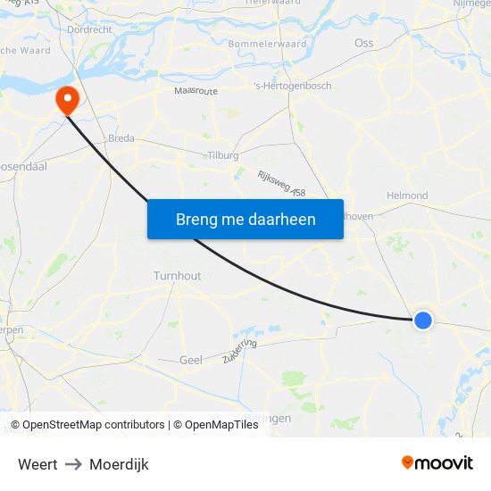 Weert to Moerdijk map