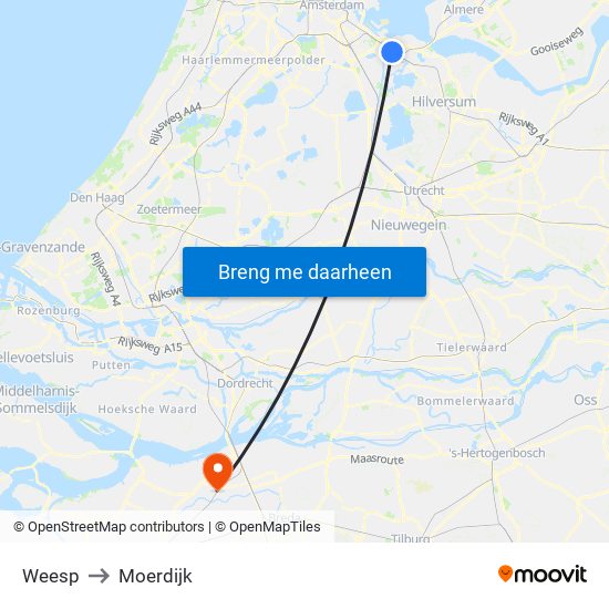 Weesp to Moerdijk map