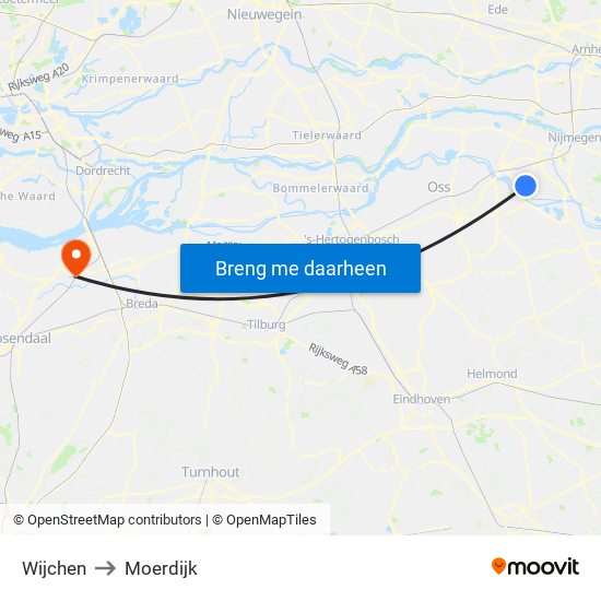 Wijchen to Moerdijk map