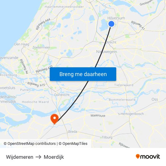 Wijdemeren to Moerdijk map