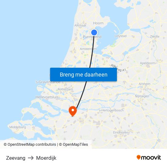 Zeevang to Moerdijk map