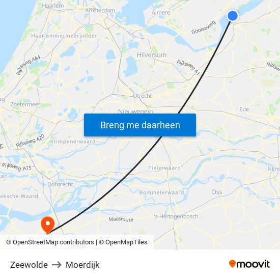 Zeewolde to Moerdijk map