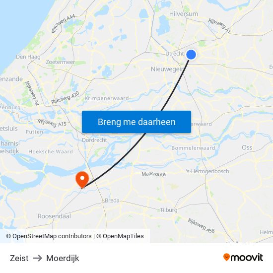Zeist to Moerdijk map