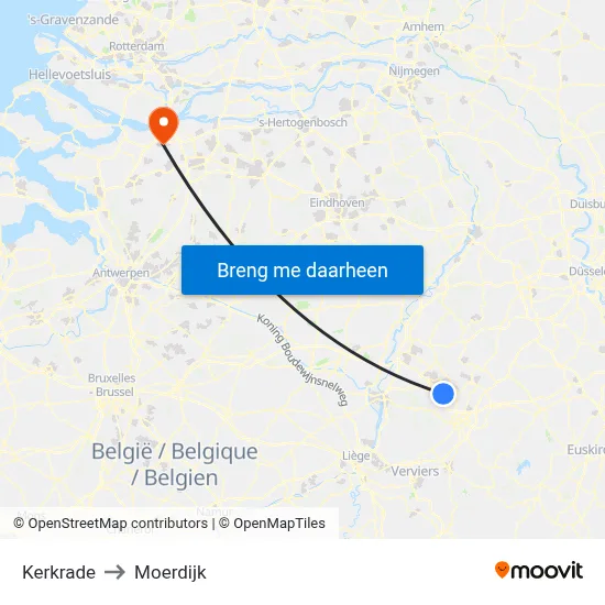 Kerkrade to Moerdijk map