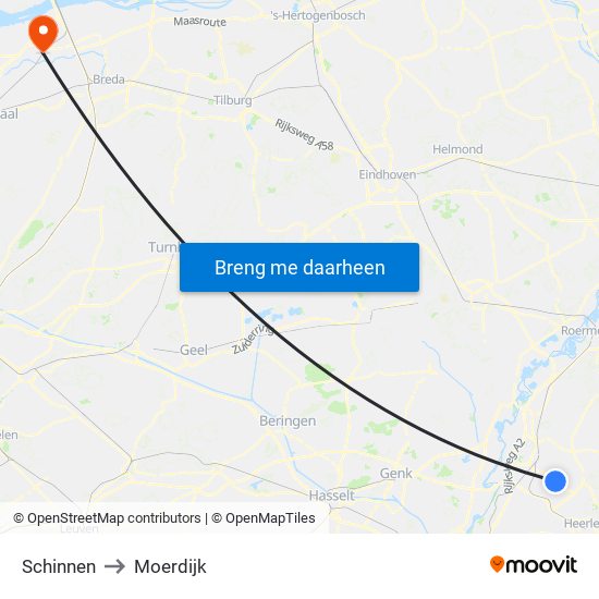 Schinnen to Moerdijk map