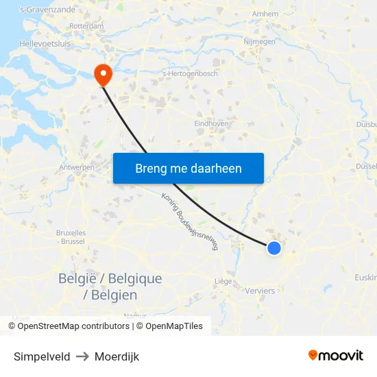 Simpelveld to Moerdijk map