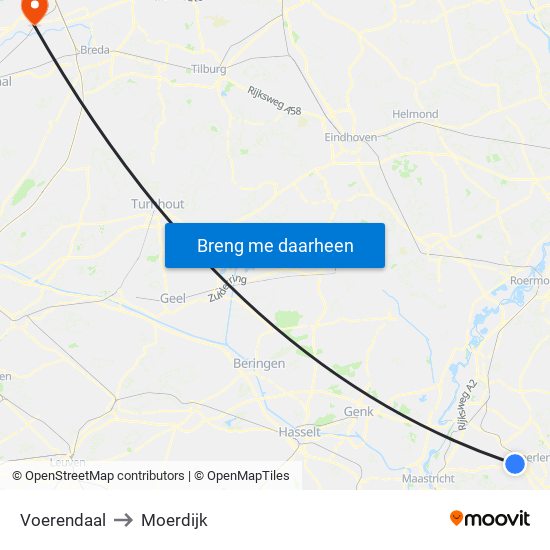 Voerendaal to Moerdijk map