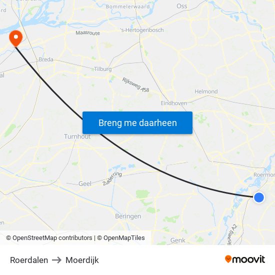 Roerdalen to Moerdijk map