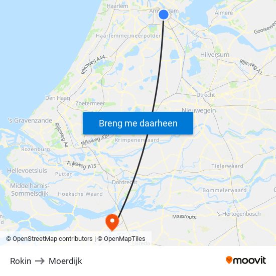 Rokin to Moerdijk map