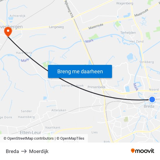 Breda to Moerdijk map