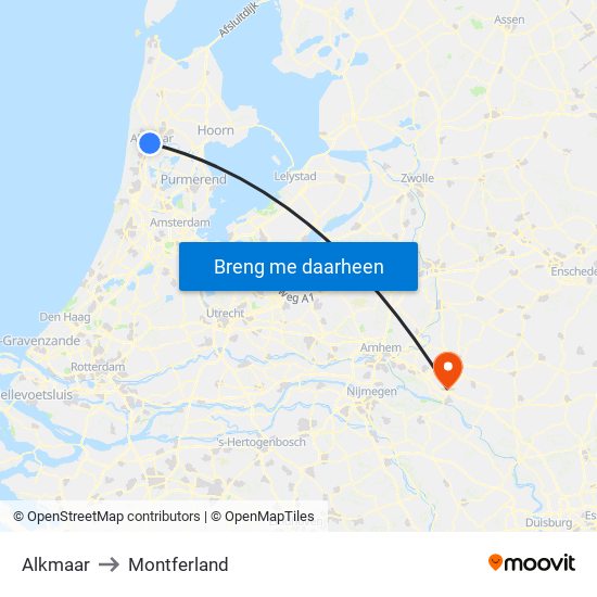 Alkmaar to Montferland map