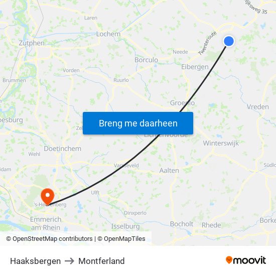 Haaksbergen to Montferland map