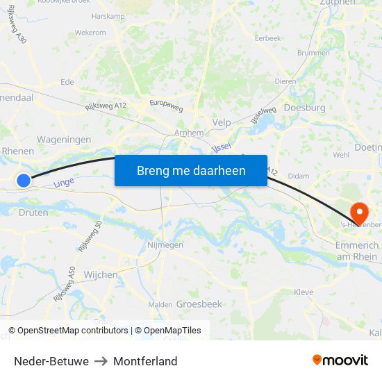 Neder-Betuwe to Montferland map