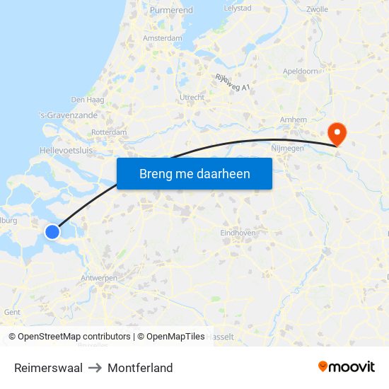 Reimerswaal to Montferland map