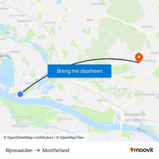 Rijnwaarden to Montferland map