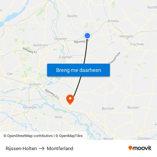 Rijssen-Holten to Montferland map