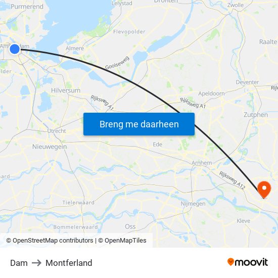 Dam to Montferland map