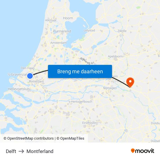 Delft to Montferland map