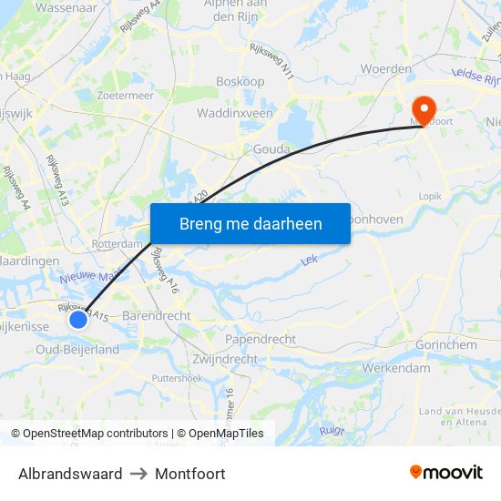 Albrandswaard to Montfoort map