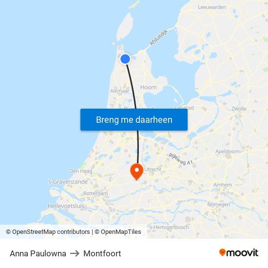 Anna Paulowna to Montfoort map