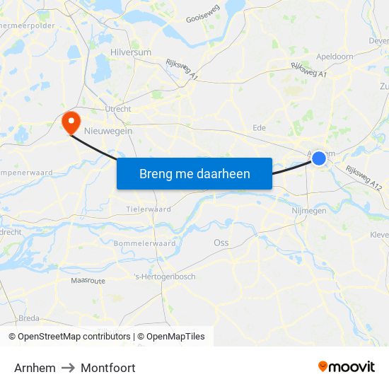 Arnhem to Montfoort map