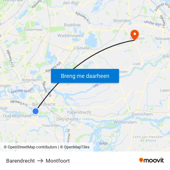 Barendrecht to Montfoort map