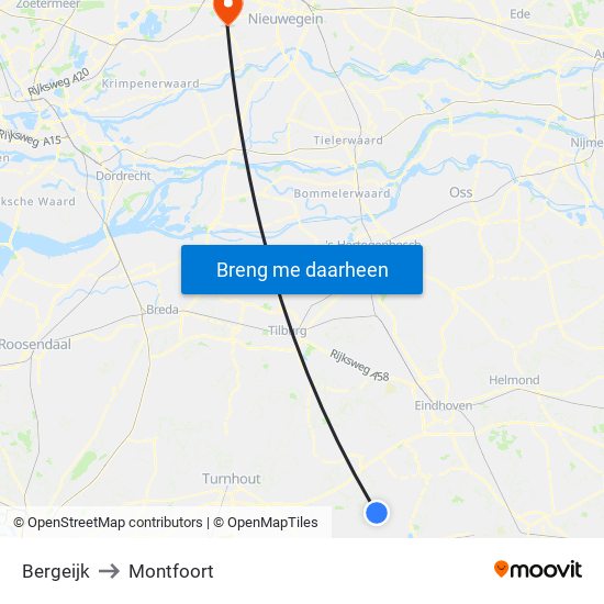 Bergeijk to Montfoort map