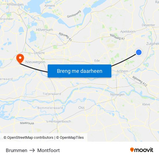 Brummen to Montfoort map