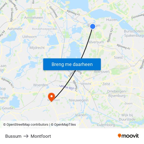 Bussum to Montfoort map