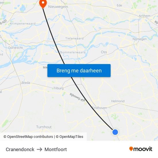 Cranendonck to Montfoort map