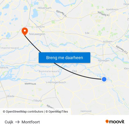 Cuijk to Montfoort map