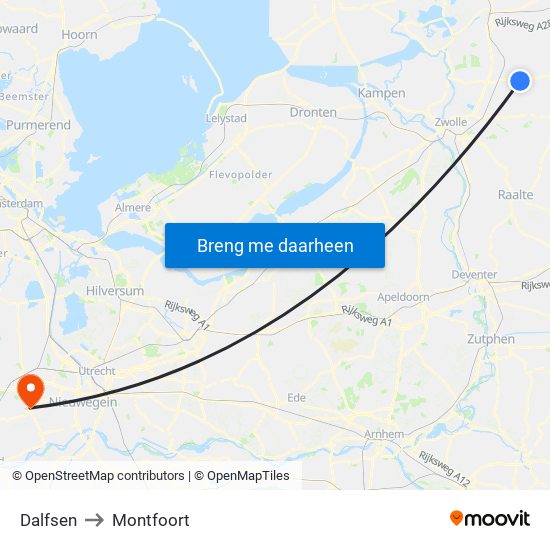 Dalfsen to Montfoort map