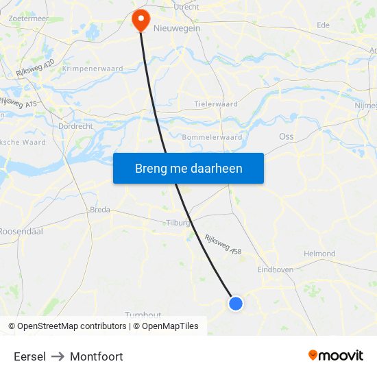 Eersel to Montfoort map