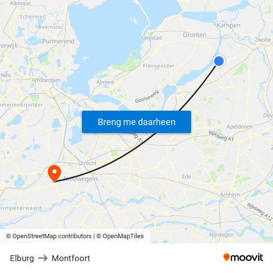 Elburg to Montfoort map