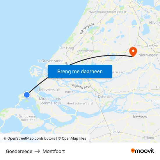 Goedereede to Montfoort map