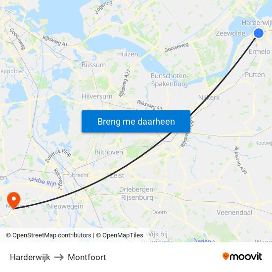 Harderwijk to Montfoort map