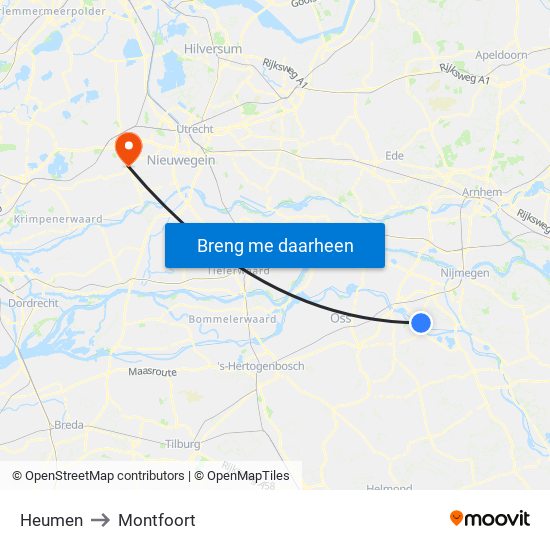 Heumen to Montfoort map