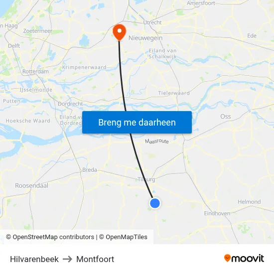 Hilvarenbeek to Montfoort map