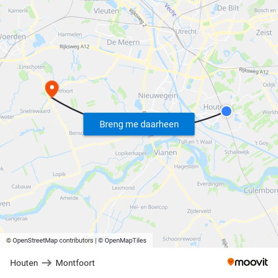 Houten to Montfoort map