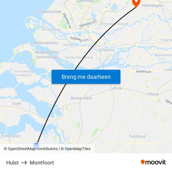 Hulst to Montfoort map