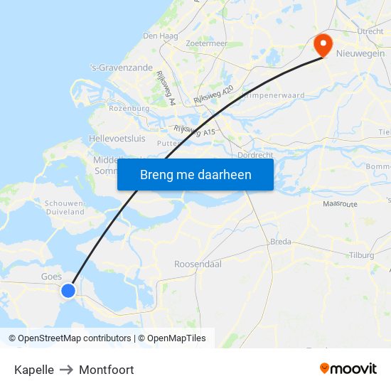 Kapelle to Montfoort map