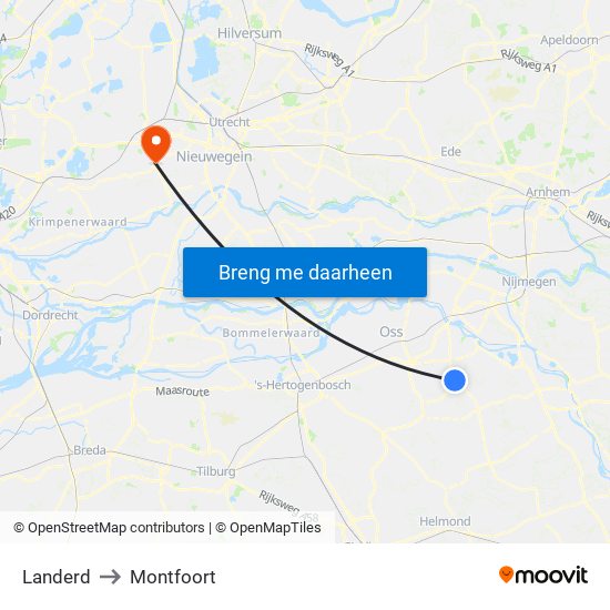 Landerd to Montfoort map
