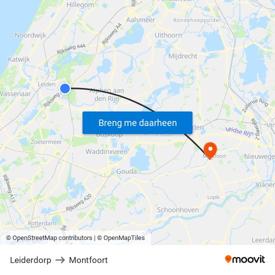 Leiderdorp to Montfoort map