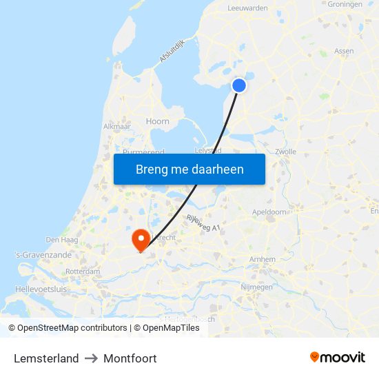 Lemsterland to Montfoort map