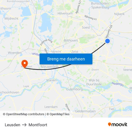 Leusden to Montfoort map