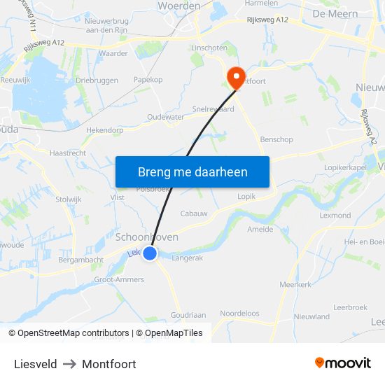 Liesveld to Montfoort map