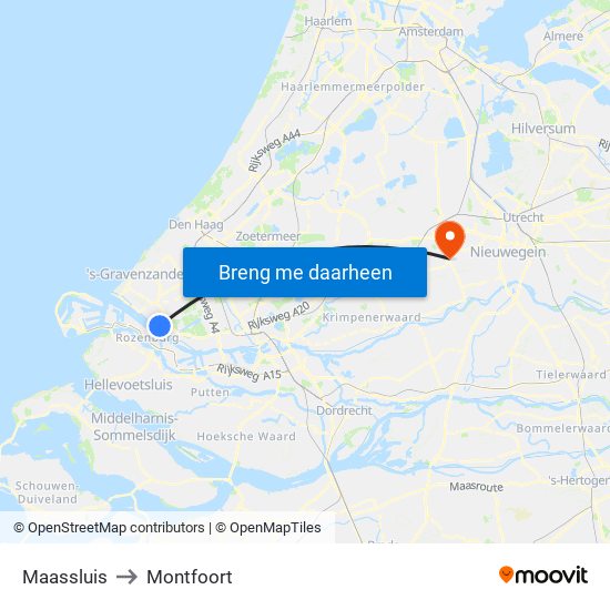 Maassluis to Montfoort map