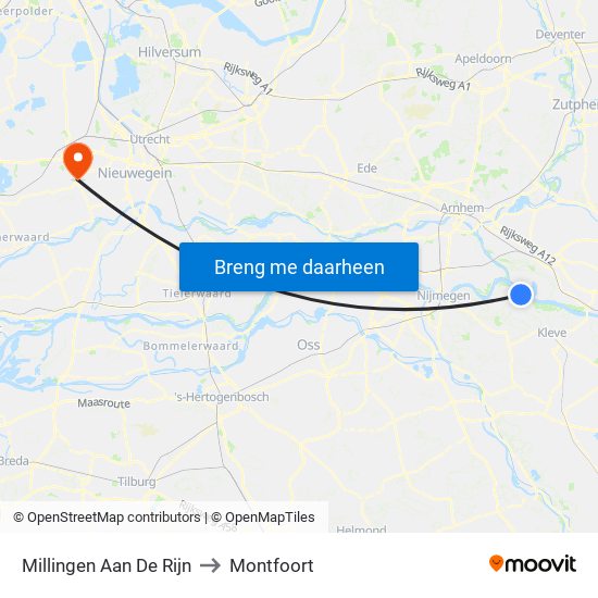 Millingen Aan De Rijn to Montfoort map