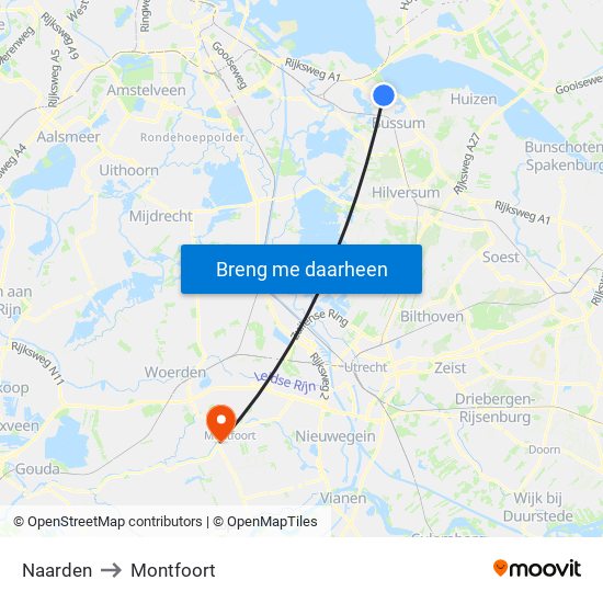 Naarden to Montfoort map