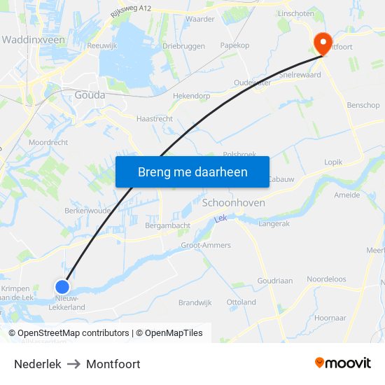 Nederlek to Montfoort map